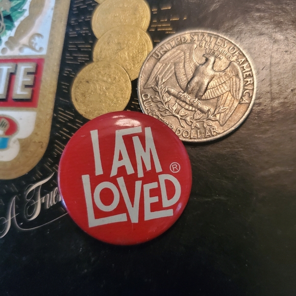 VINTAGE "I am Loved" Pinback Button - Picture 3 of 3